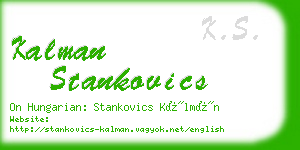 kalman stankovics business card